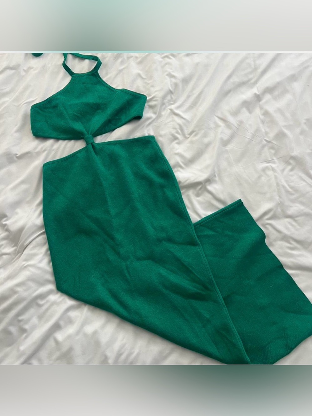 Peppermayo Emerald Green Cutout Halter Midi Dress